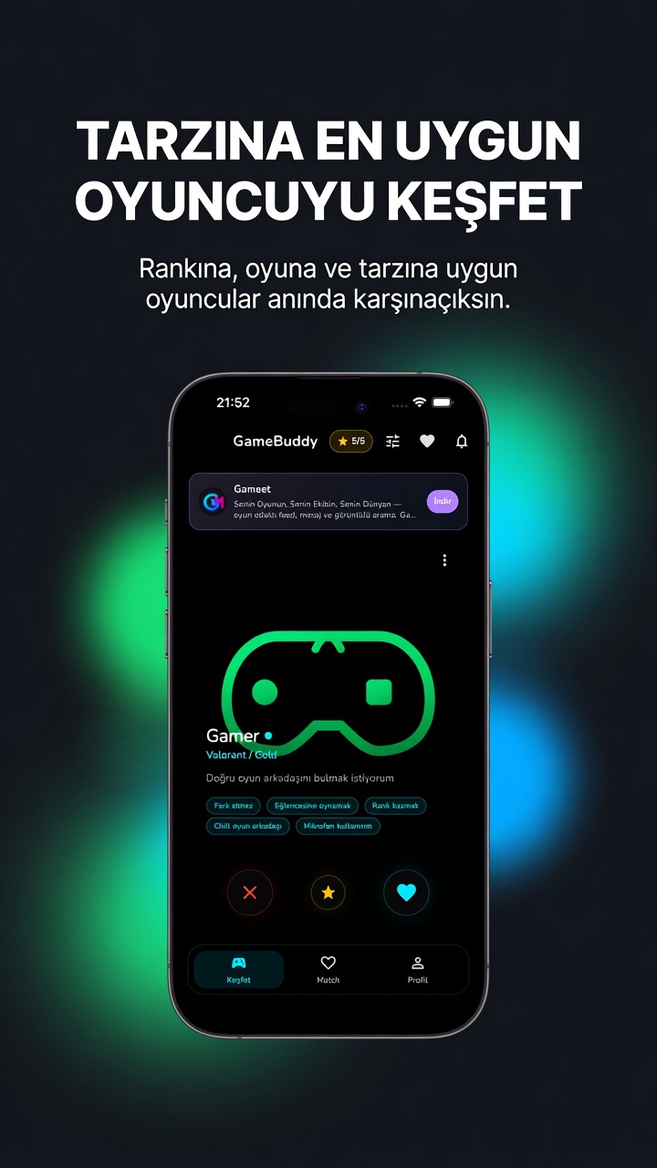 GameBuddy Home Screen - Find matches